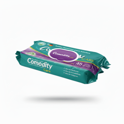 Toallitas húmedas hipoalergénicas para higiene y aseo personal del adulto mayor.