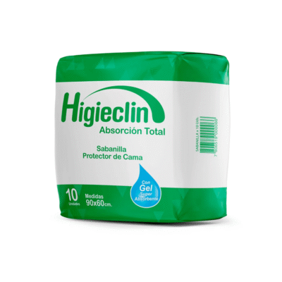 sabanilla-higieclin-protectora Sabanilla desechable protectora de cama para cuidado de pacientes postrados y adultos mayores.