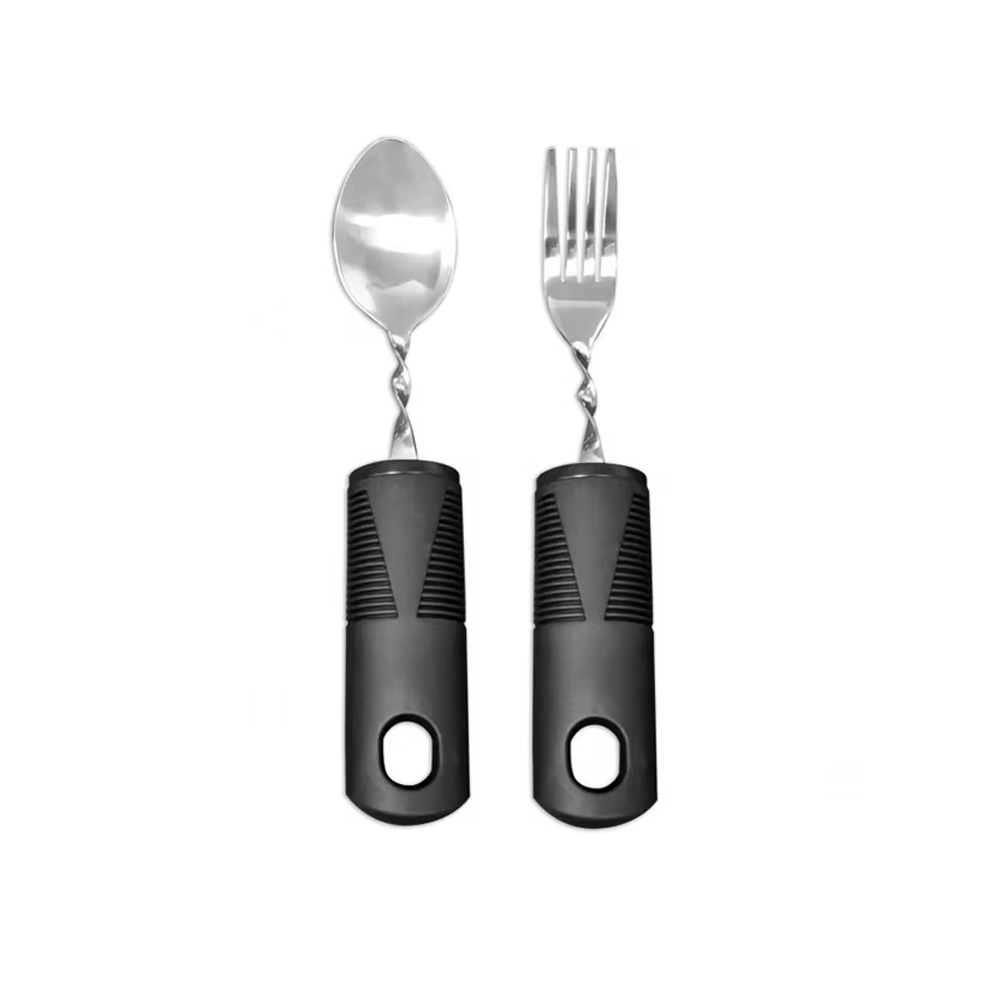 Utensilio para comer adulto mayor con mango ergonómico y ajustable. Dos unidades lavables.