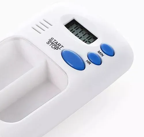 Pastillero digital con alarma para tomas de medicamentos diarios configurable con hora y minutos